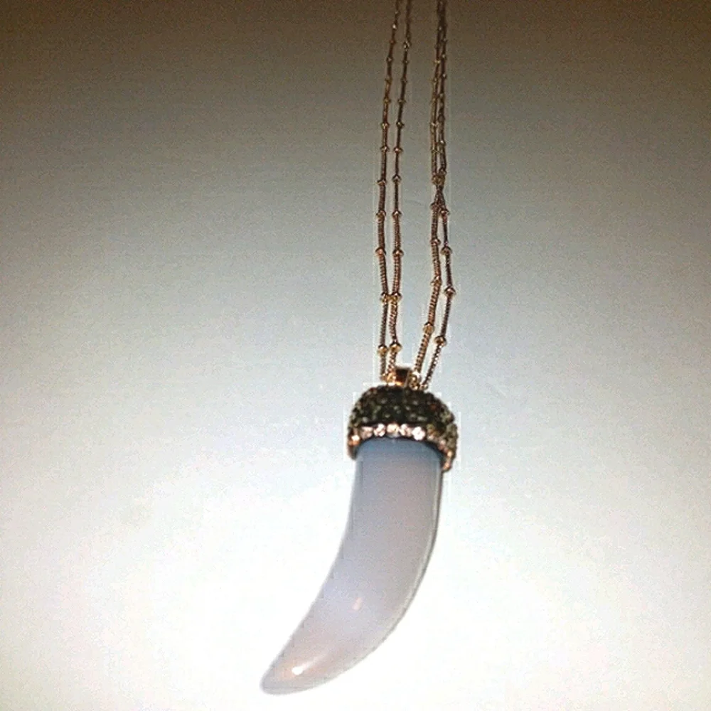 Crystal pave horn necklace